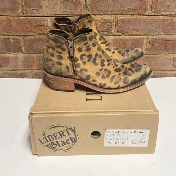 Liberty Black Cheetah Print Leather Bootie Size 9.5 - Picture 9 of 9